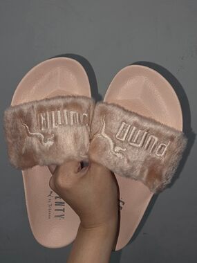 PUMA Fenty Women's Plush Slide Sandals in Blush Pink